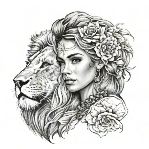 Beautiful Girl Wearing Lion Head