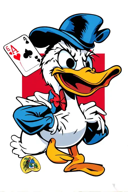 Donald Duck With Fierce Face And Poker With Manly Background
