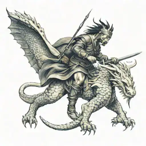Chinese Warrior Slaying Dragon