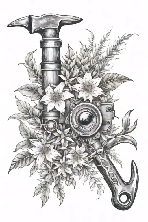 Native Plant And Tools Intertwined