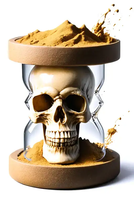 Hour Glass With Sand Shaped Like A Skull