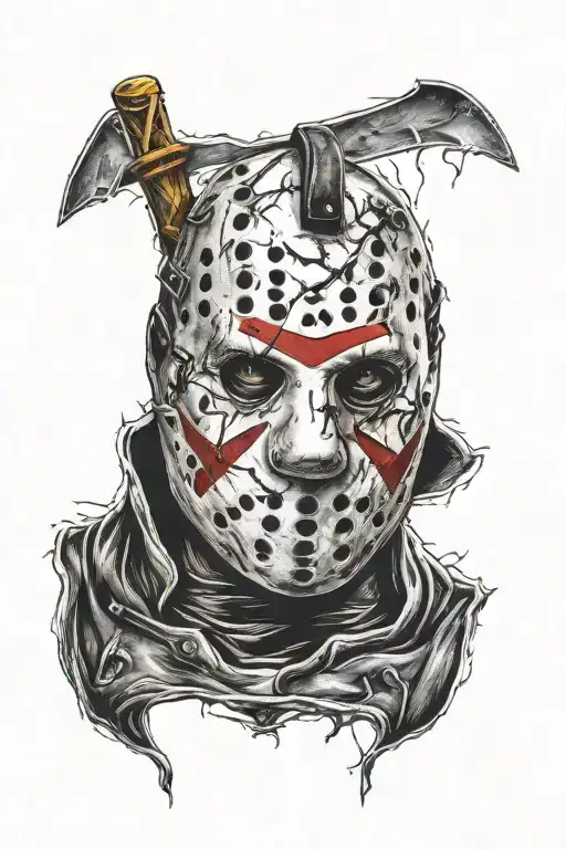 Jason Vorhees Mask Surrounded With Black Shading