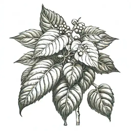 Coffee Plant With Stem And Thin Foliage