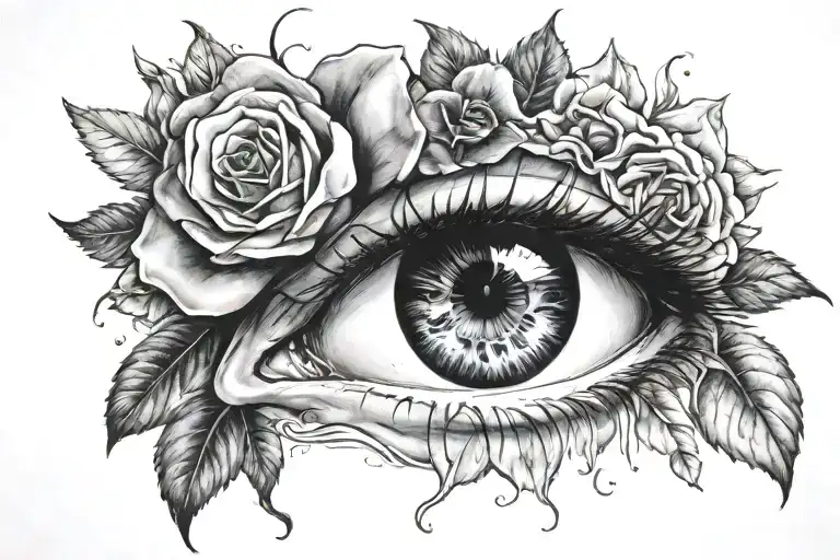 Eye And Rose Surrounded