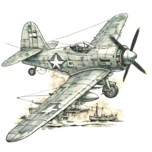 World War 2 Battleship Fighting Airplane With Paratroopers