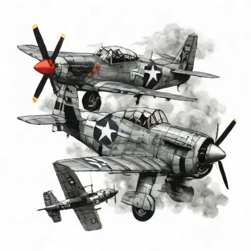 Paratroopers And P51 Mustang