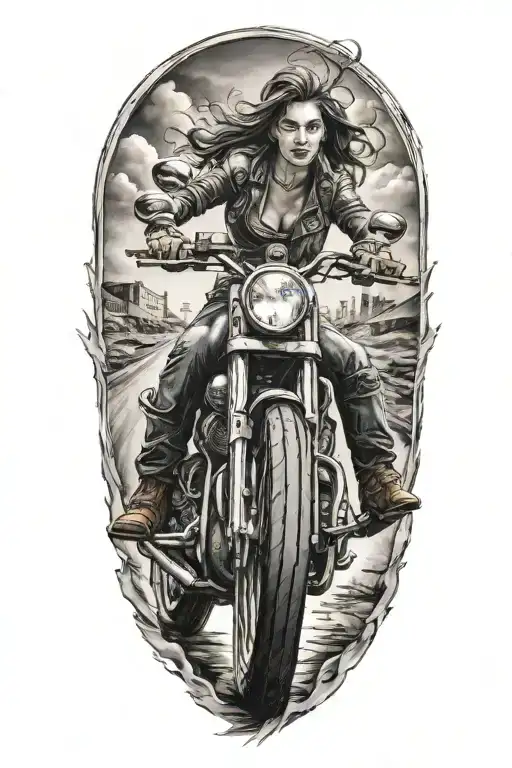 Woman Riding Motorcycle Speeding Along
