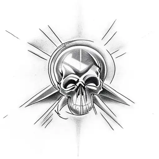 Satanic Cross Standing On A Skull