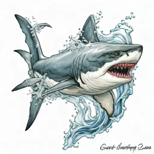 Great White Shark Breaching Water