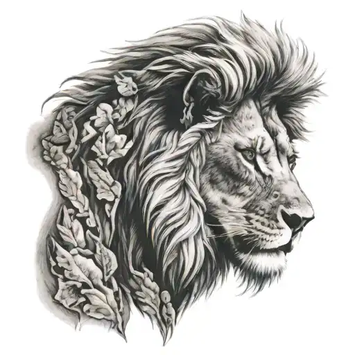 Lion With Feaders On A Ountain