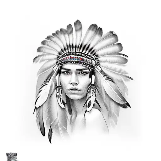 Native Girl With Feathers In Hair