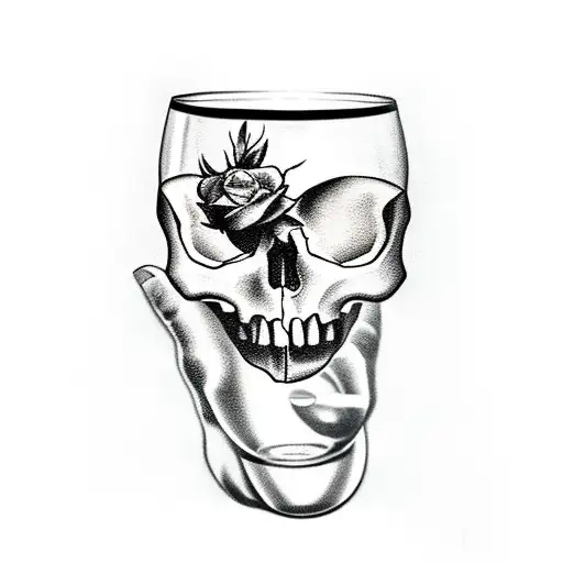 Skull Hand Holding Wine Glass