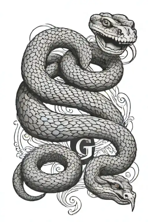 A Snake Guarding The Letter G