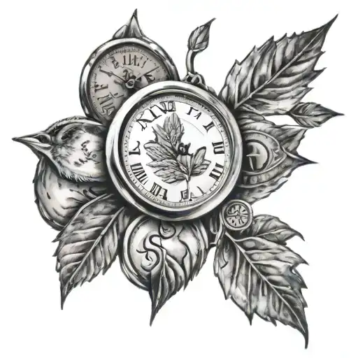 Canadian Dime Tattoo With A Clock Around It