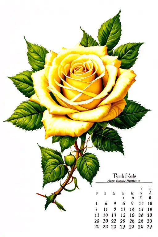 Yellow Rose Calendar Page