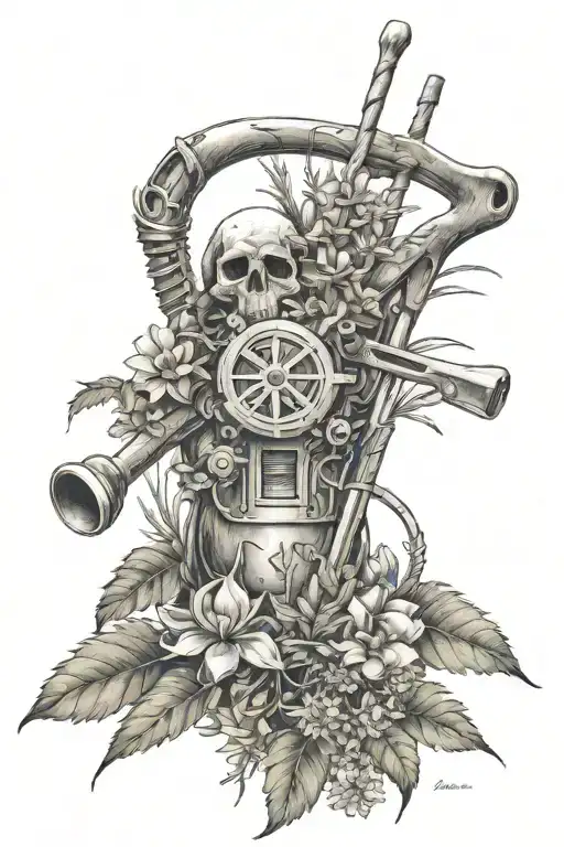 Native Plant And Tools Intertwined