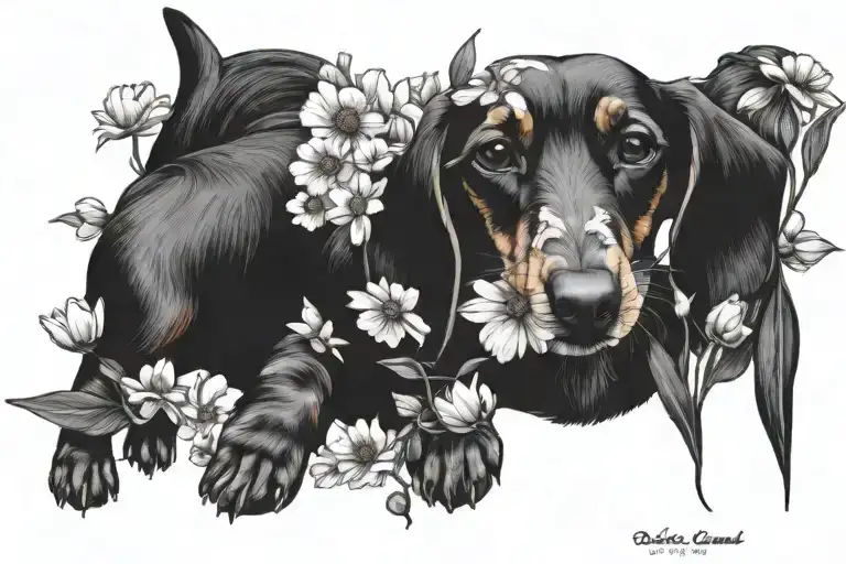 Daschund Flowers Cosmos Marigold Anchor