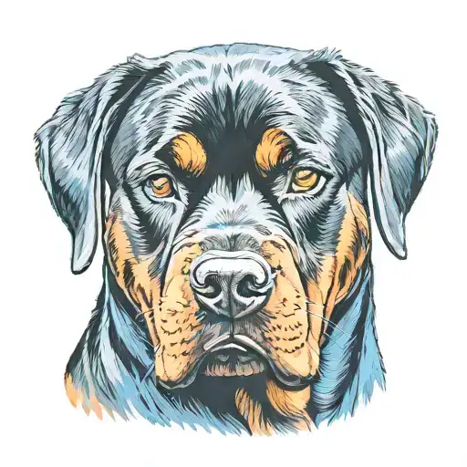 A Rottweiler Dog With Color Blue