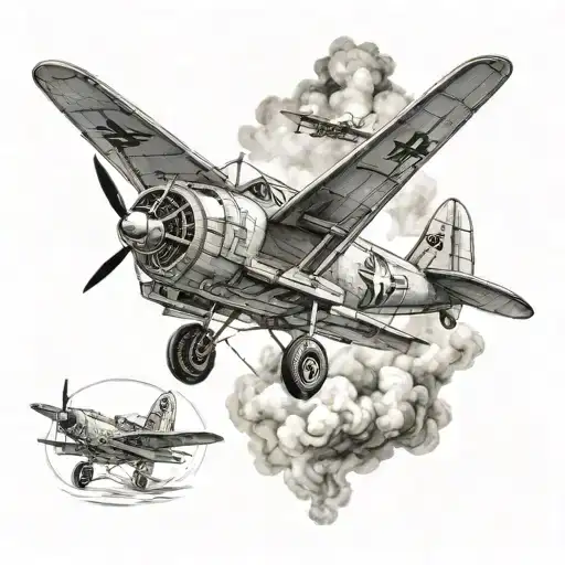 World War 2 Battleship Fighting Airplane With Paratroopers