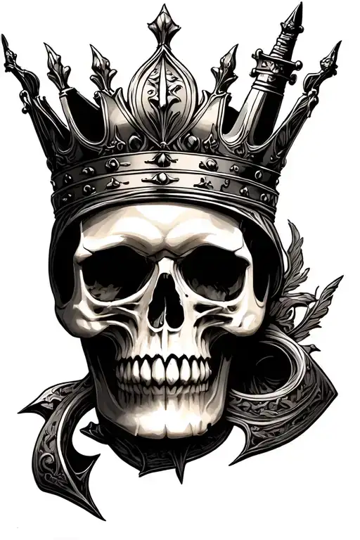 Dagger Skull Wearing A Crown
