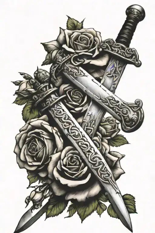 Scottish Broad Sword With Roses