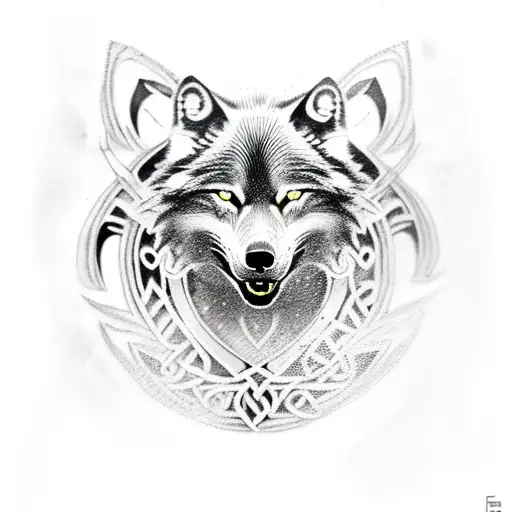 Black Wolf Head Viking Style Fenrir