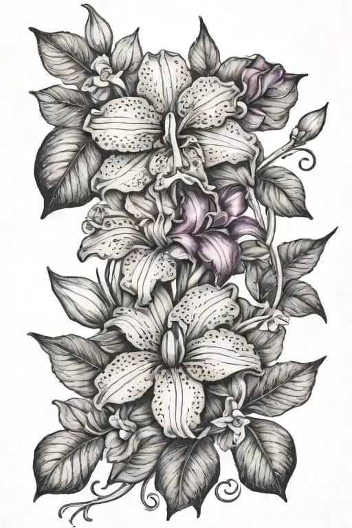 And Iris With A Ponsettia And Orchid Vine Wrapping