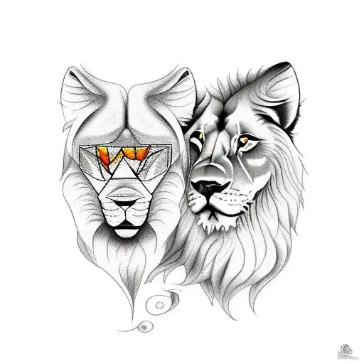 Lion And Wolf And Roses