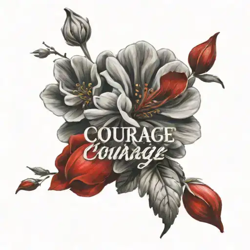Flowers With Red And The Word Courage Across Them