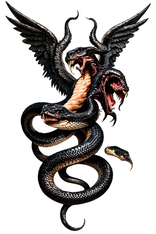 Snake With Demon Half Angel