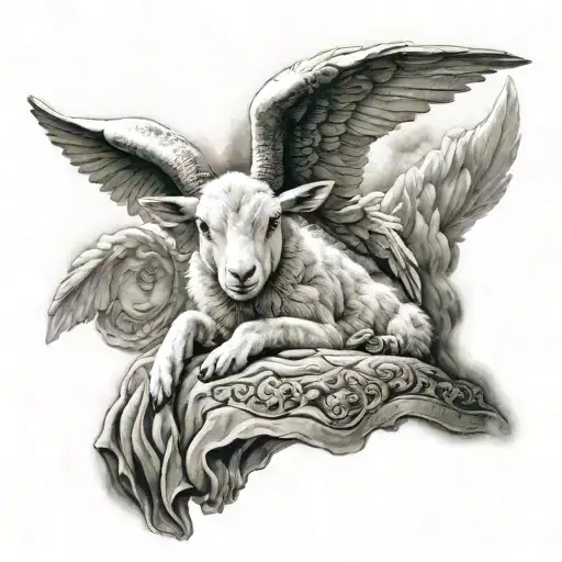 Angel Watching Over A Lamb