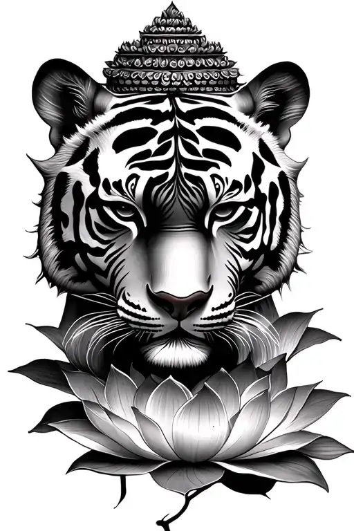 Tiger Buddha Lotus Flower
