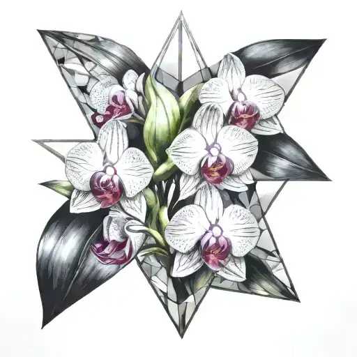 An Orchid On The Background Of Triangles