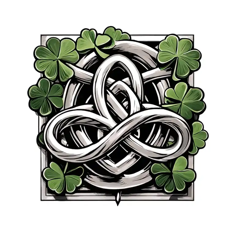 Trinity Symbol Knot With Shamrock Intertwined