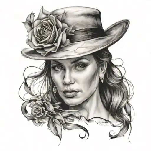 Tattoo Of A Portrait Of Woman Done In Black And Gray Realism