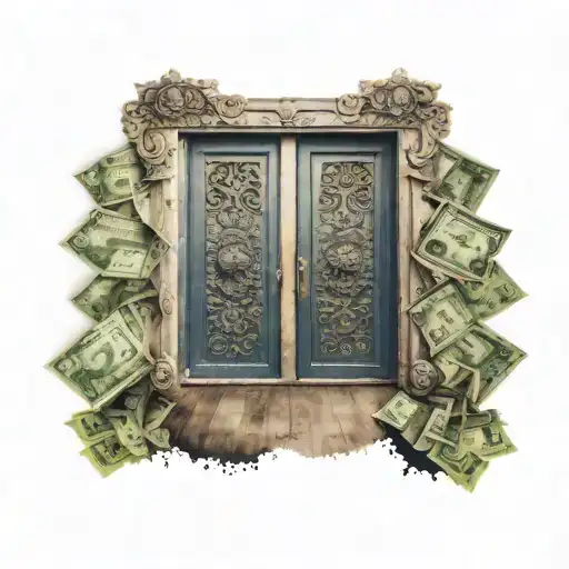 Mandala Doors Opening Into Riches Money Falling Down