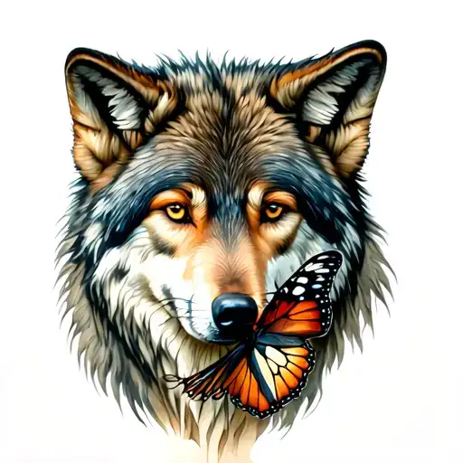 Wolf With A Butterfly Resting