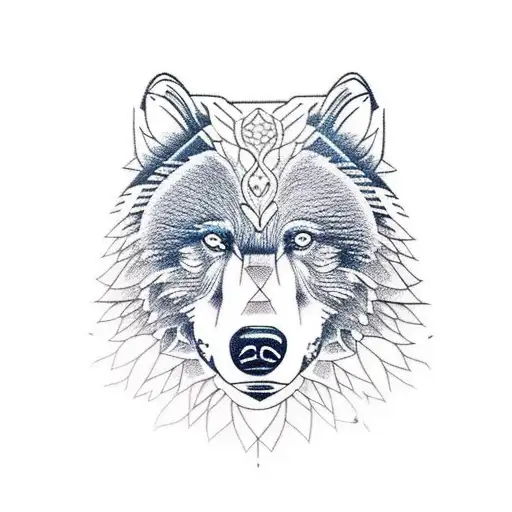 Bear Stare Of With Wolf