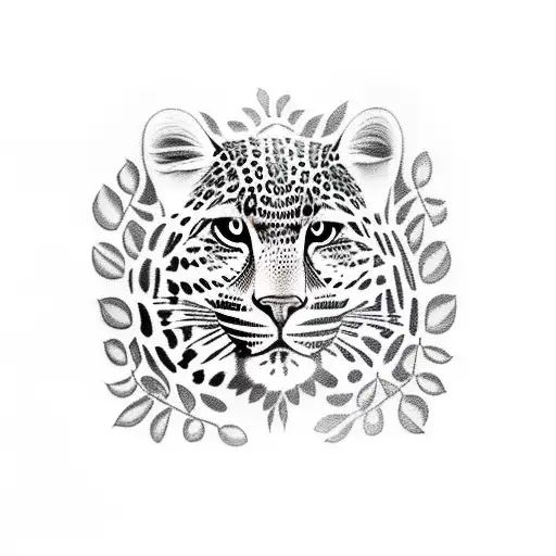 Indigenous Woman With A Leopard In The Forest