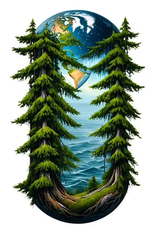 Bald Cypress Inside Earth Symbol