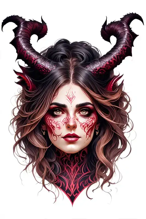Beautiful Demon Lady Head