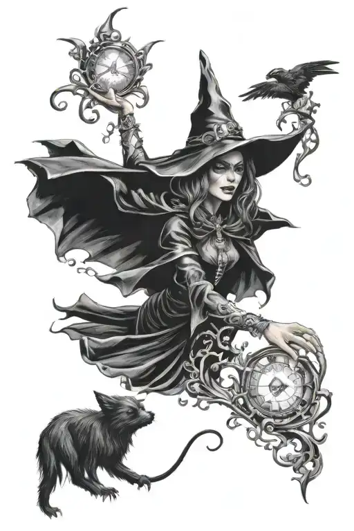 Ornamental Dark Witch Casting A Spell
