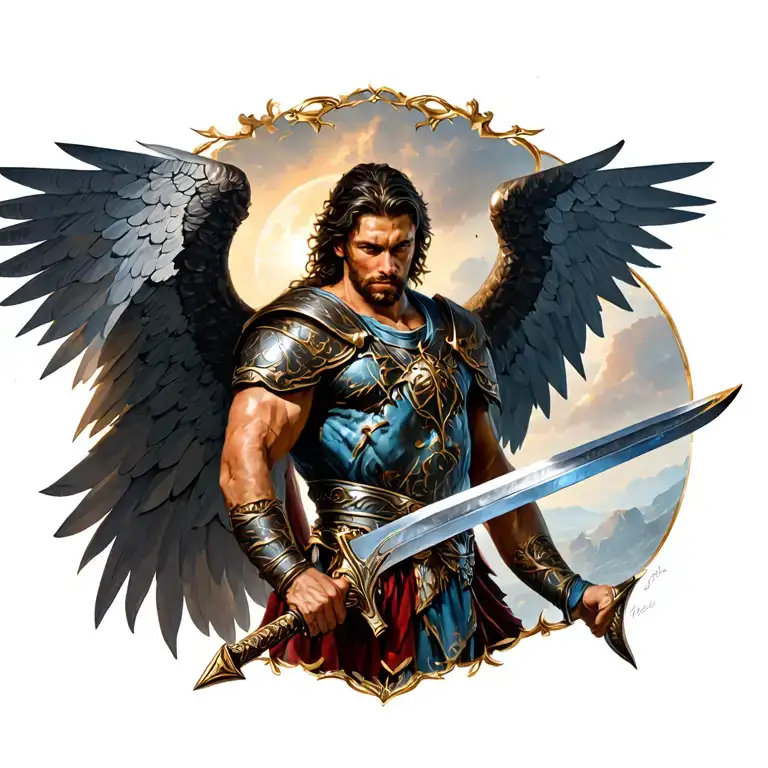 Ark Angle Michael With His Sword And His Wing Extend To My Shoulders