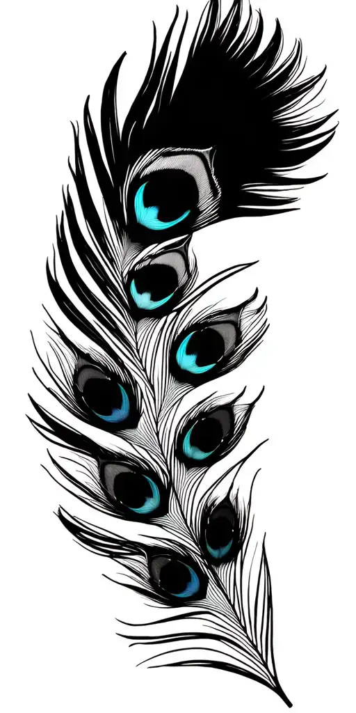 Peacock Feathers Seamless Pattern Black And White