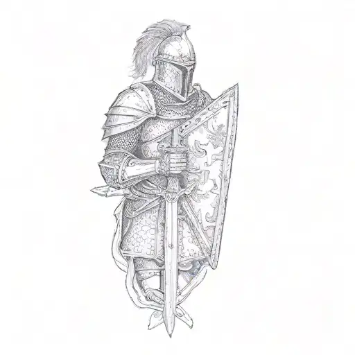 A Knight With A Shield And Sword