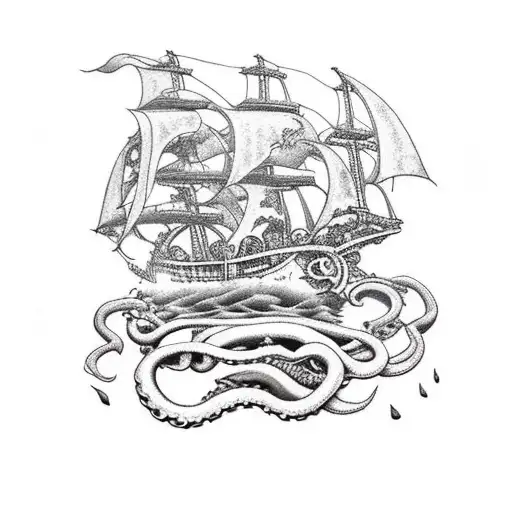 Kraken Destroying A Pirate Ship