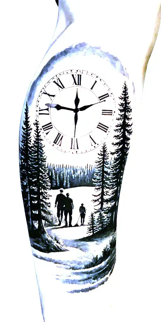 Pine Forest And Family On Golf Course And Ansel Adams And Clock