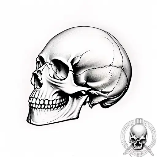 Human Skull With Bat Wings