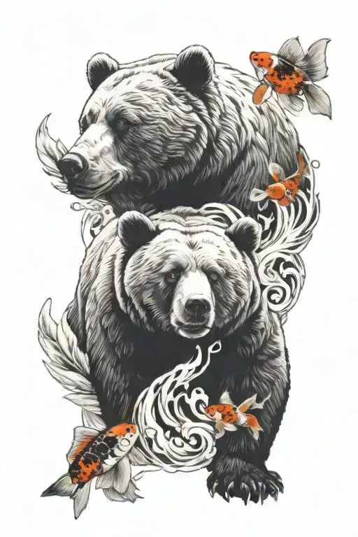 Bear And Koi Fish Yin Yang