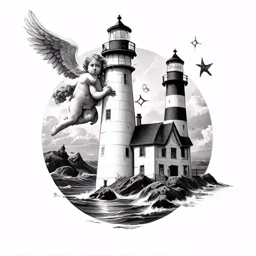 Lighthouse With Cherub Angel